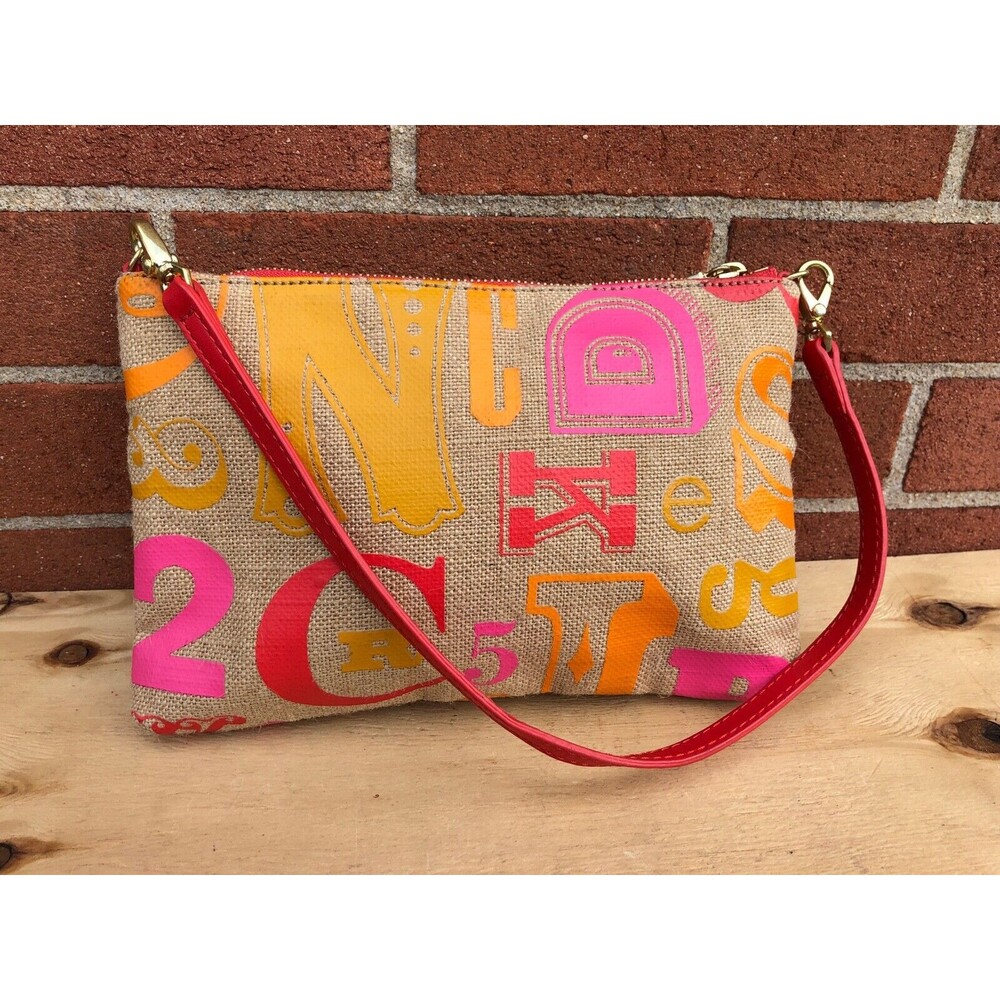 Jonathan Adler women jute pink/red/orange shoulder small bag